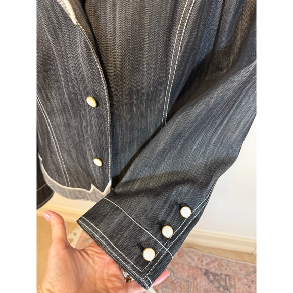 Escada Black & White denim Blazer, Size 42 - Picture 4 of 15